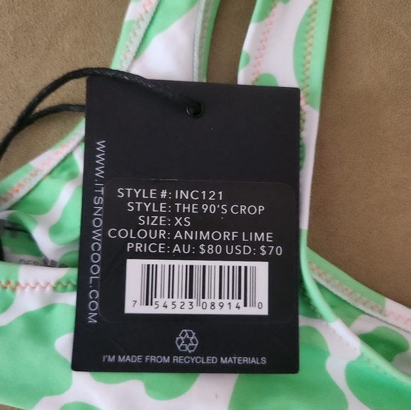 ITSNOWCOOL The Bondi Collection THE 90’S CROP – ANIMORF LIME size xsmall nwts - Picture 4 of 4